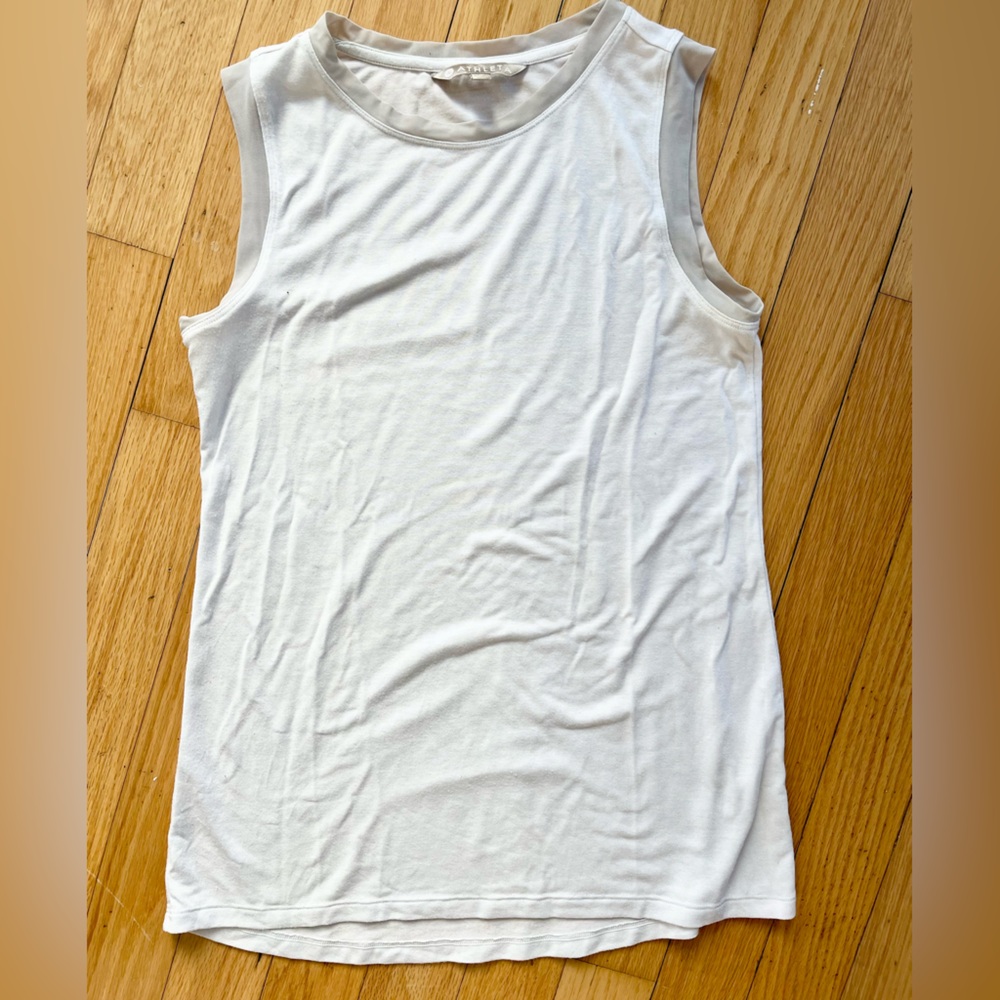 Athleta White Silky Tank Small Mesh Trim
